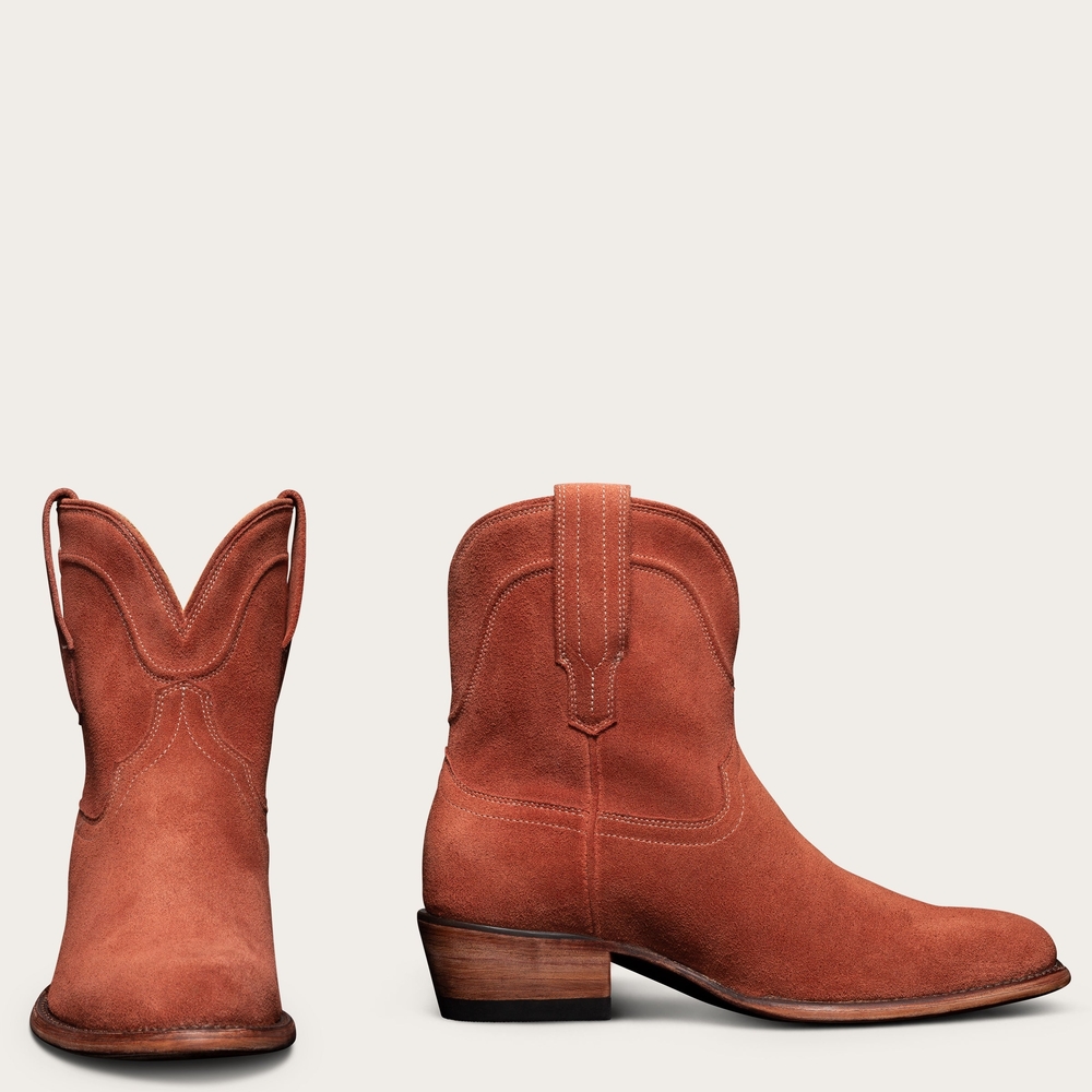 Tecovas Women's Heeled Boots in Rust Suede